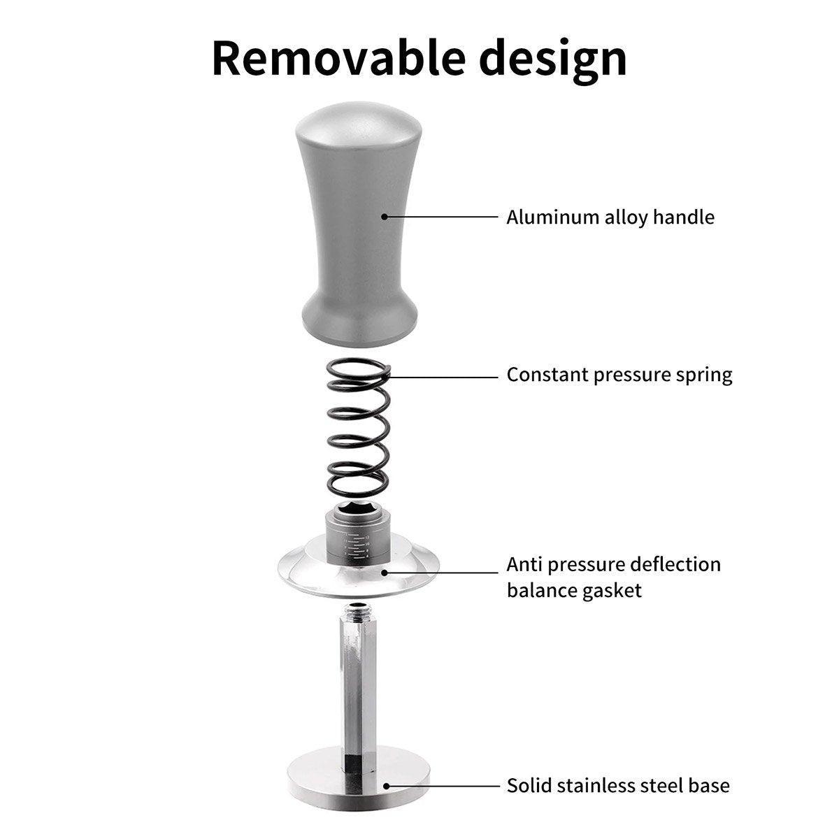 Adjustable Coffee Tamper with Scale Constant Pressure Espresso Powder Press Tool - Silver-58mm - SuperSaverAU - view 2