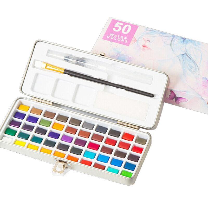 12-90 Watercolour Paint Set with Brush - 12 Vibrant Colours, Portable Kit