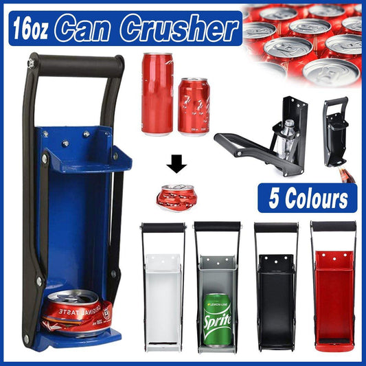 Can Crusher, 16oz Aluminum Can Smasher with Wall Mount & Bottle Opener - White
