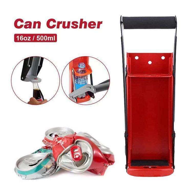 Can Crusher, 16oz Aluminum Can Smasher with Wall Mount & Bottle Opener - White