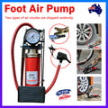 Premium High Pressure Foot Pump with Air Gauge & Nozzle Adapter 100PSI - Red