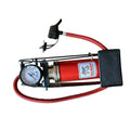 Premium High Pressure Foot Pump with Air Gauge & Nozzle Adapter 100PSI - Red