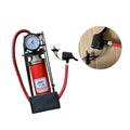 Premium High Pressure Foot Pump with Air Gauge & Nozzle Adapter 100PSI - Red