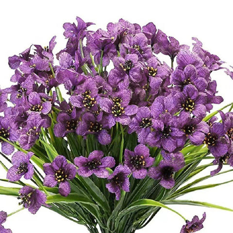 Premium Artificial Spring Grass Flowers – Purple 12 Pack