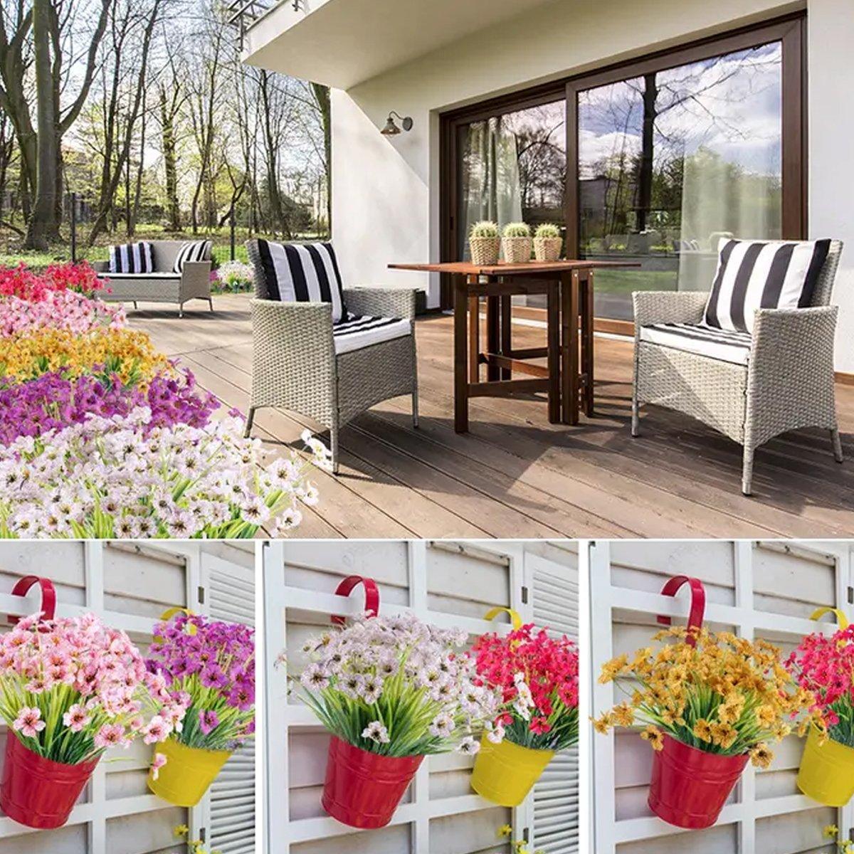 Premium Artificial Spring Grass Flowers – White 12 Pack