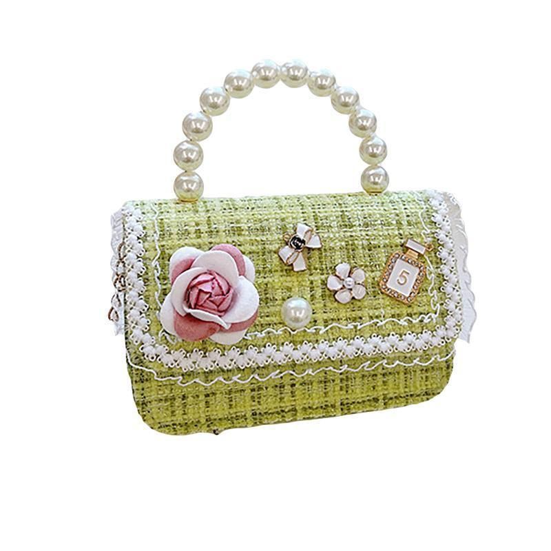 Premium Green Girls Small Square Princess Chain Shoulder Bag