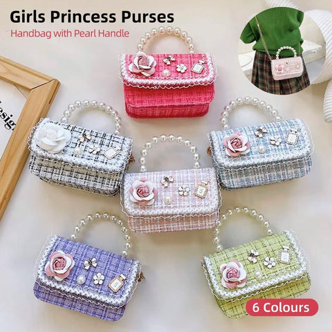 Premium Green Girls Small Square Princess Chain Shoulder Bag