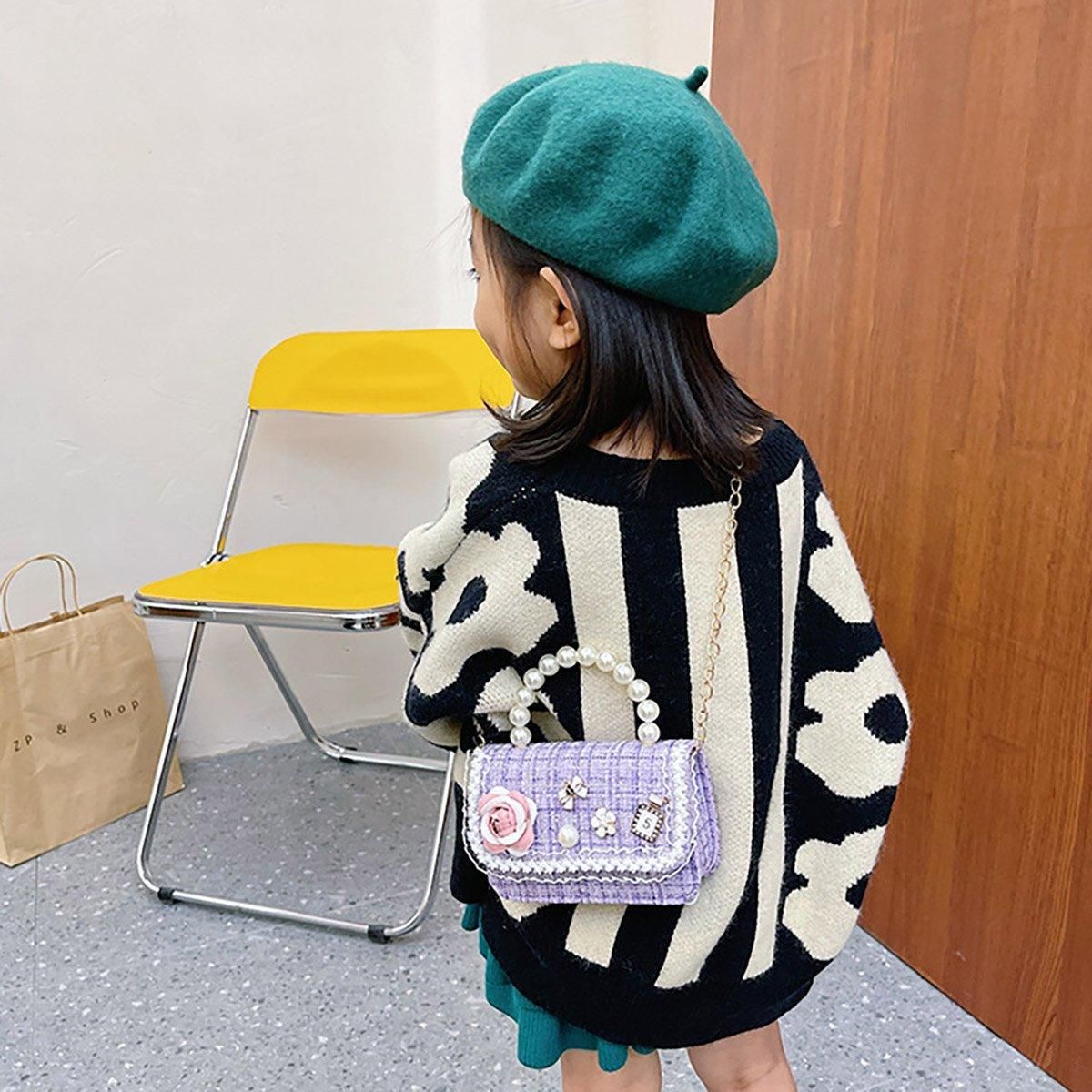 Premium Green Girls Small Square Princess Chain Shoulder Bag