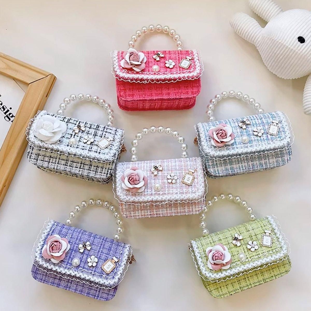 Premium Green Girls Small Square Princess Chain Shoulder Bag