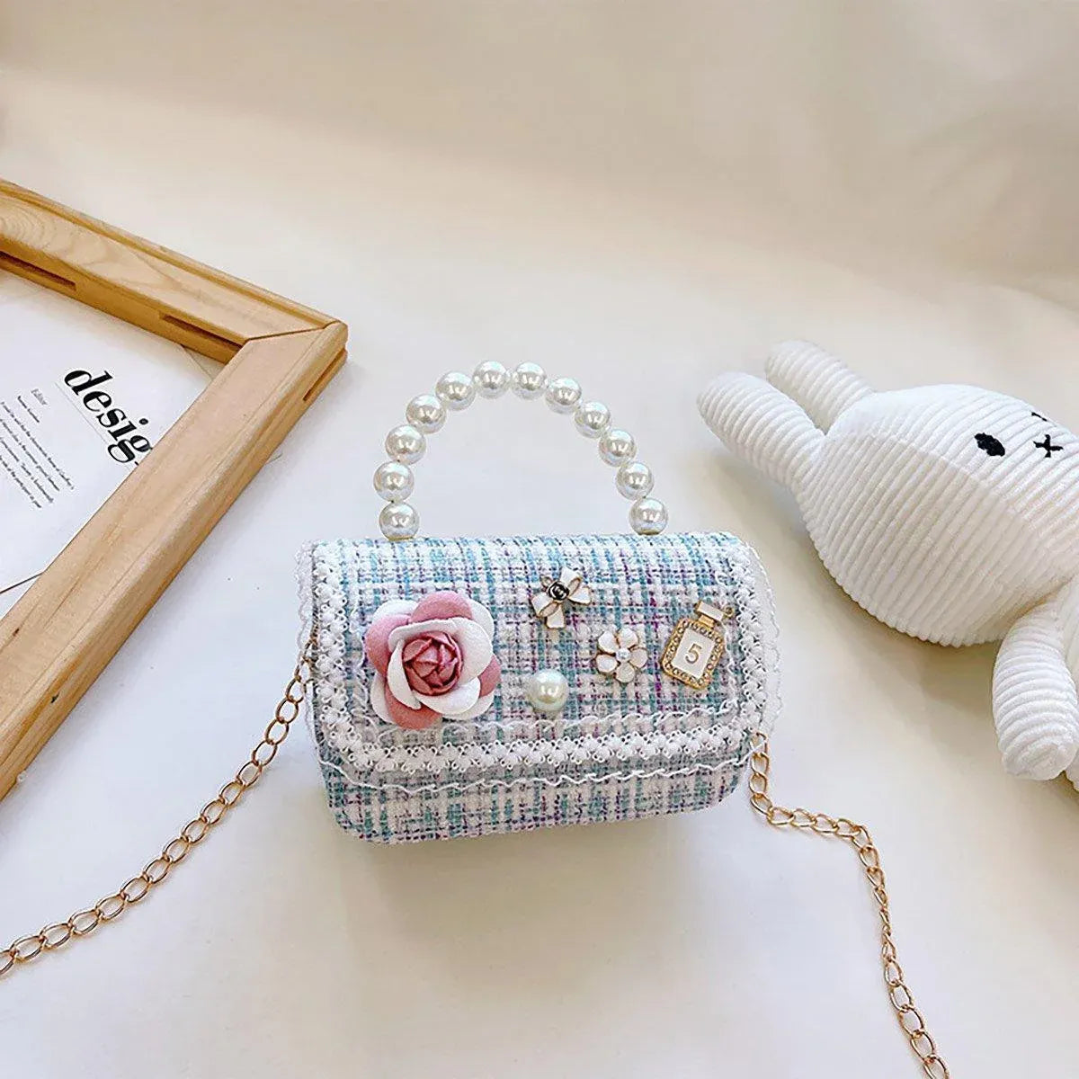 Premium Green Girls Small Square Princess Chain Shoulder Bag