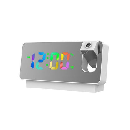 LED Digital Smart Alarm Clock Projection Temperature Time Projector LCD Display - Black