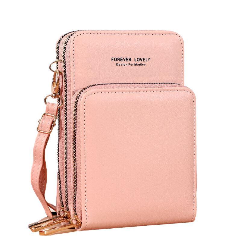 Premium Dark Pink Women's RFID Touchscreen Crossbody Phone Purse