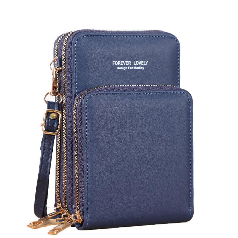Premium Dark Blue Women's RFID Touchscreen Crossbody Phone Purse