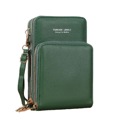 Premium Green Women's RFID Touchscreen Crossbody Phone Purse