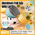 100-Pack Food Grade Aluminum Foil Pudding Cups with Lids - SuperSaverAU - view 1