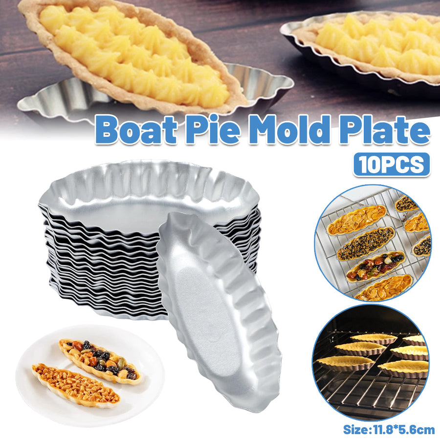 Premium Boat-Shaped Aluminium Tart Moulds – 10 Pack