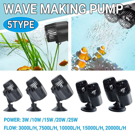 Wave Maker Aquarium Pump 600M 20W - 360° Adjustable, Silent Operation, Suction Cup