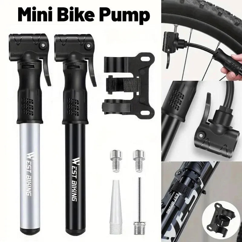 Premium Aluminium Mini Bike Pump with Presta & Schrader Valves 100PSI - Black