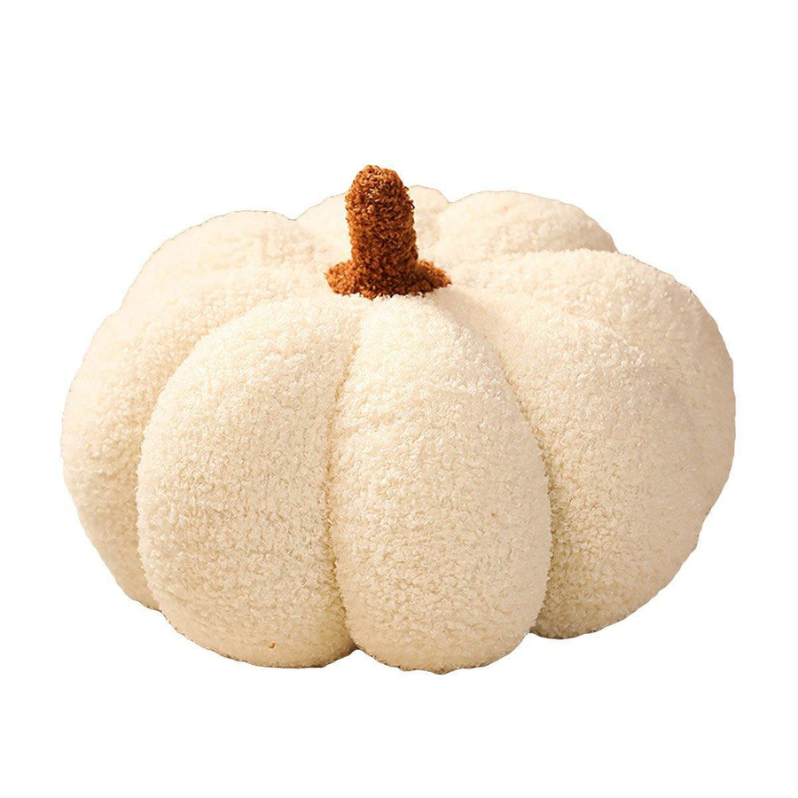 Premium Soft Plush Pumpkin Pillow – White 23 x 23cm