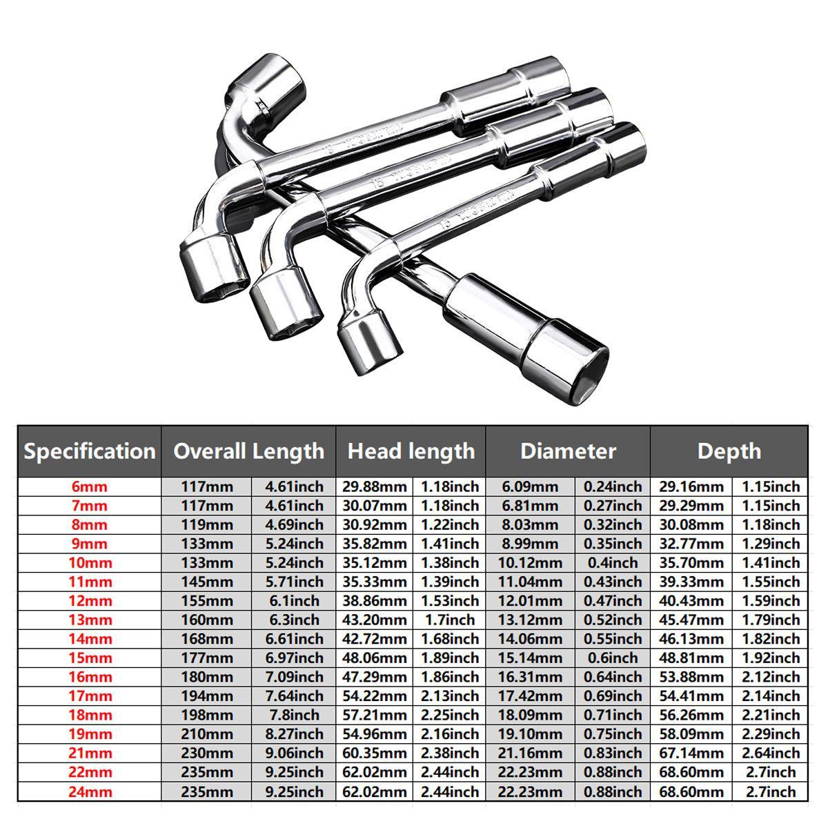 Premium Chrome-Vanadium L-Shaped Socket Wrench - 24mm