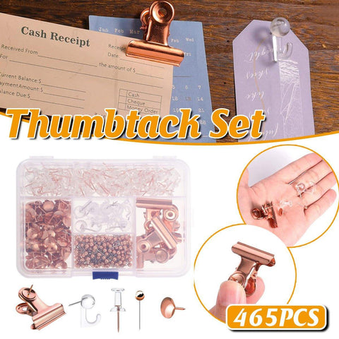 Premium Rose Gold Office Supplies Set – 465 Pieces with Storage Box