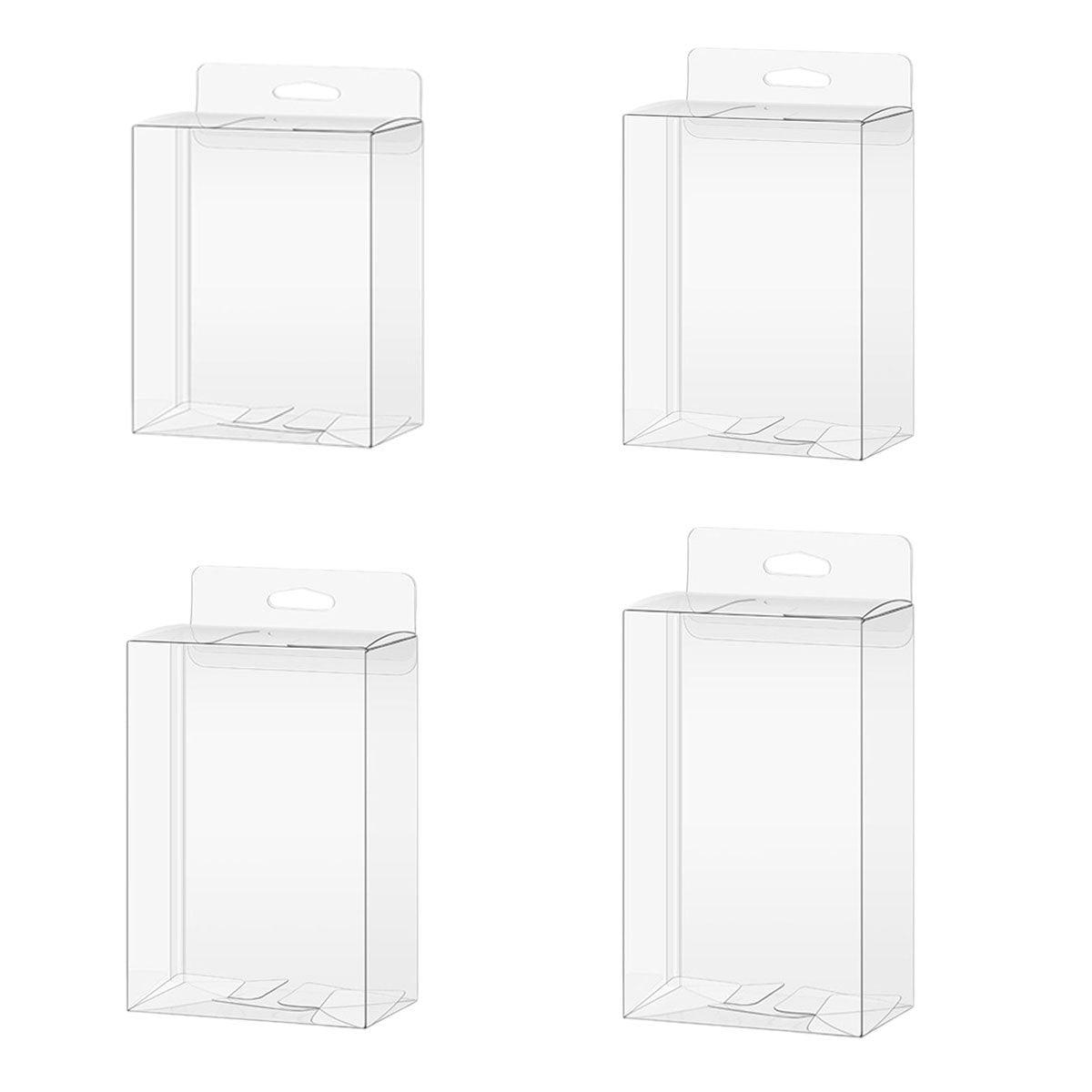 PVC Packaging Boxes (50pcs) with Display Hooks - Clear 10x3.2x17.5cm
