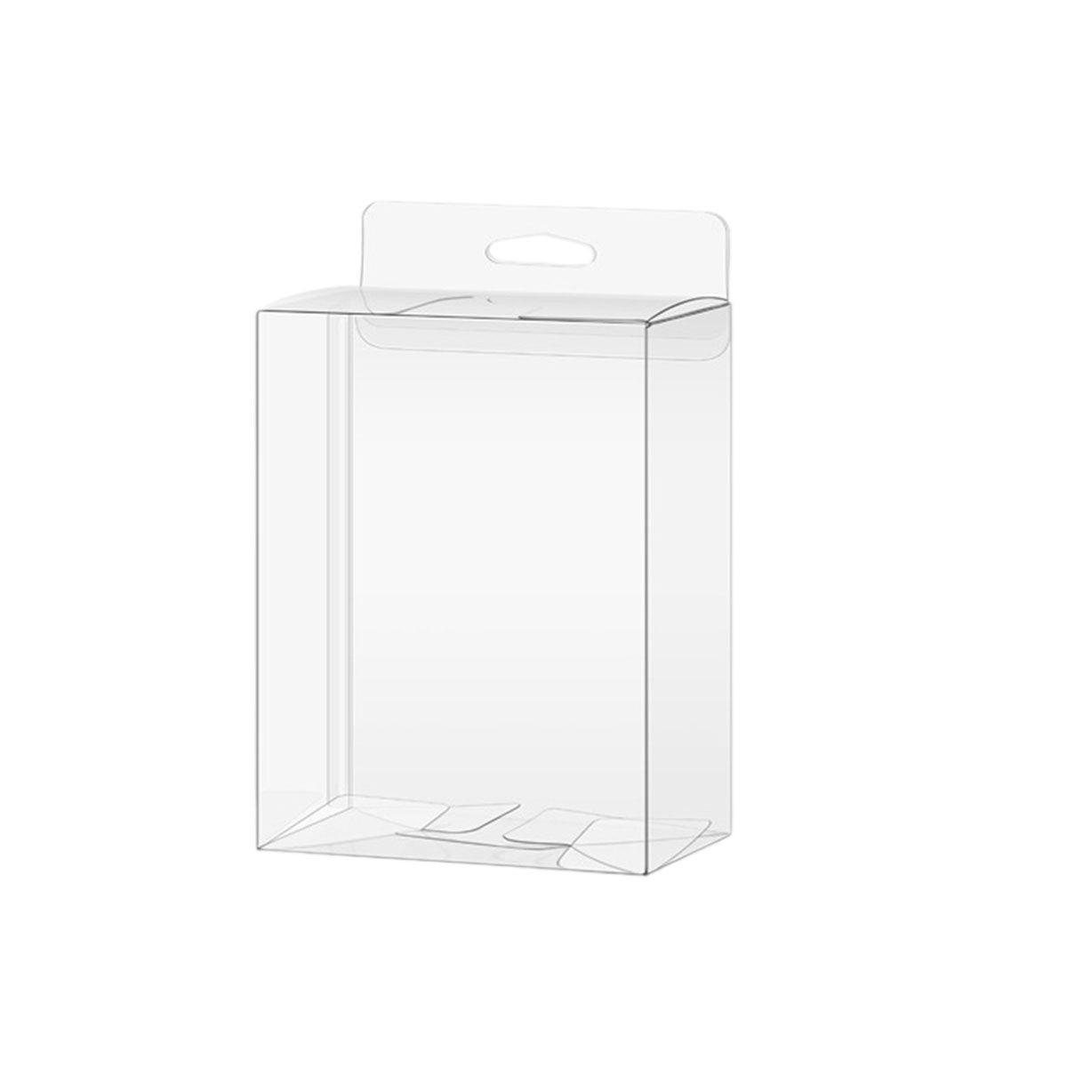PVC Packaging Boxes (50pcs) with Display Hooks - Clear 10x3.2x17.5cm