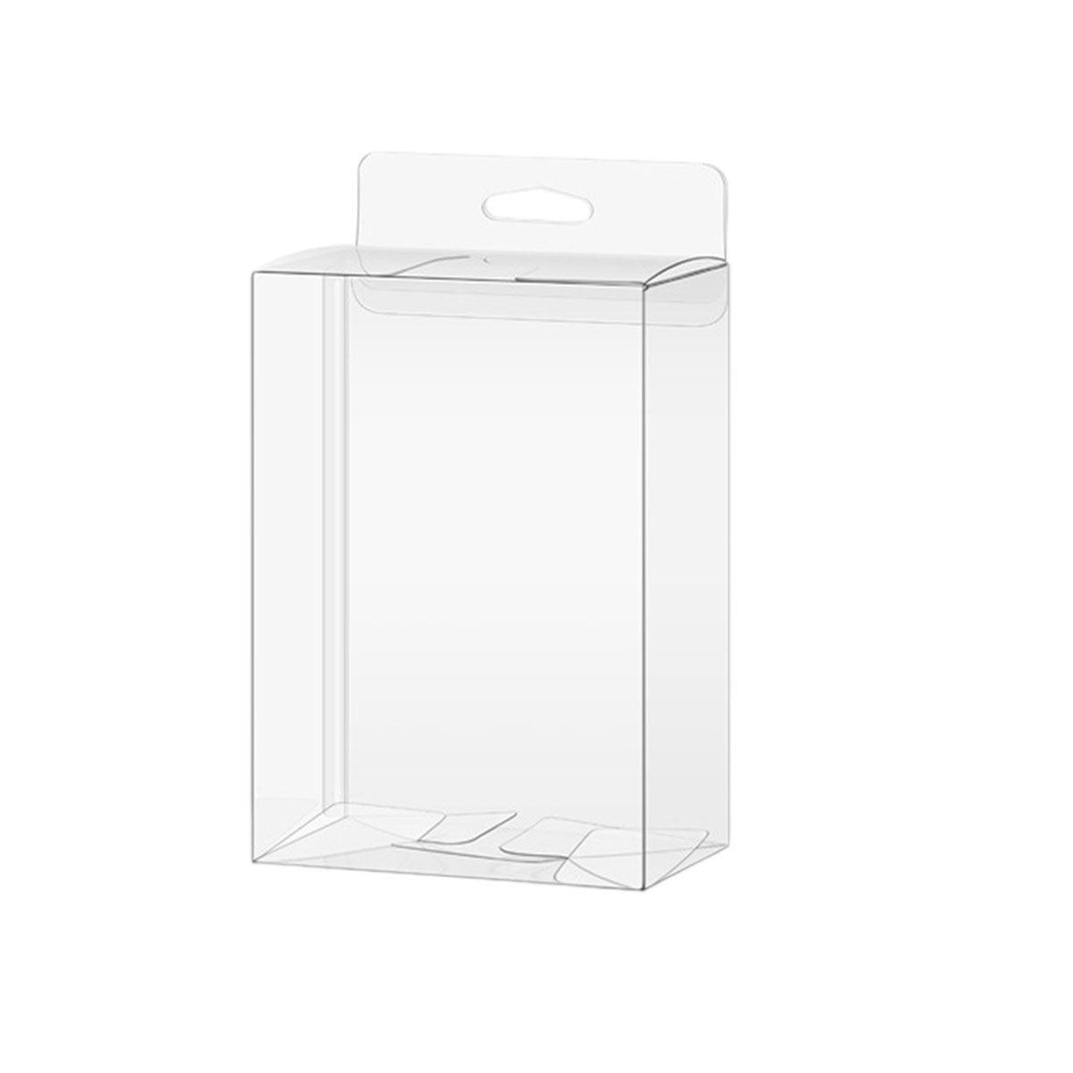 PVC Packaging Boxes (50pcs) with Display Hooks - Clear 10x3.2x17.5cm