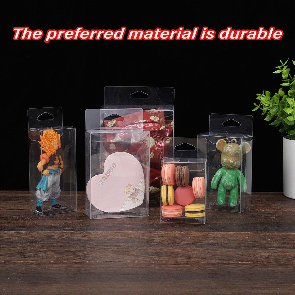 50x PVC Transparent Gift Boxes with Display Hook - 7x2.5x15cm