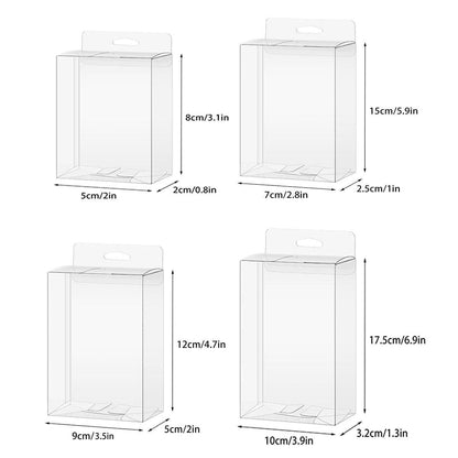 50x PVC Gift Boxes with Display Hooks (9x5x12cm) - Clear Packaging Retail/Gift