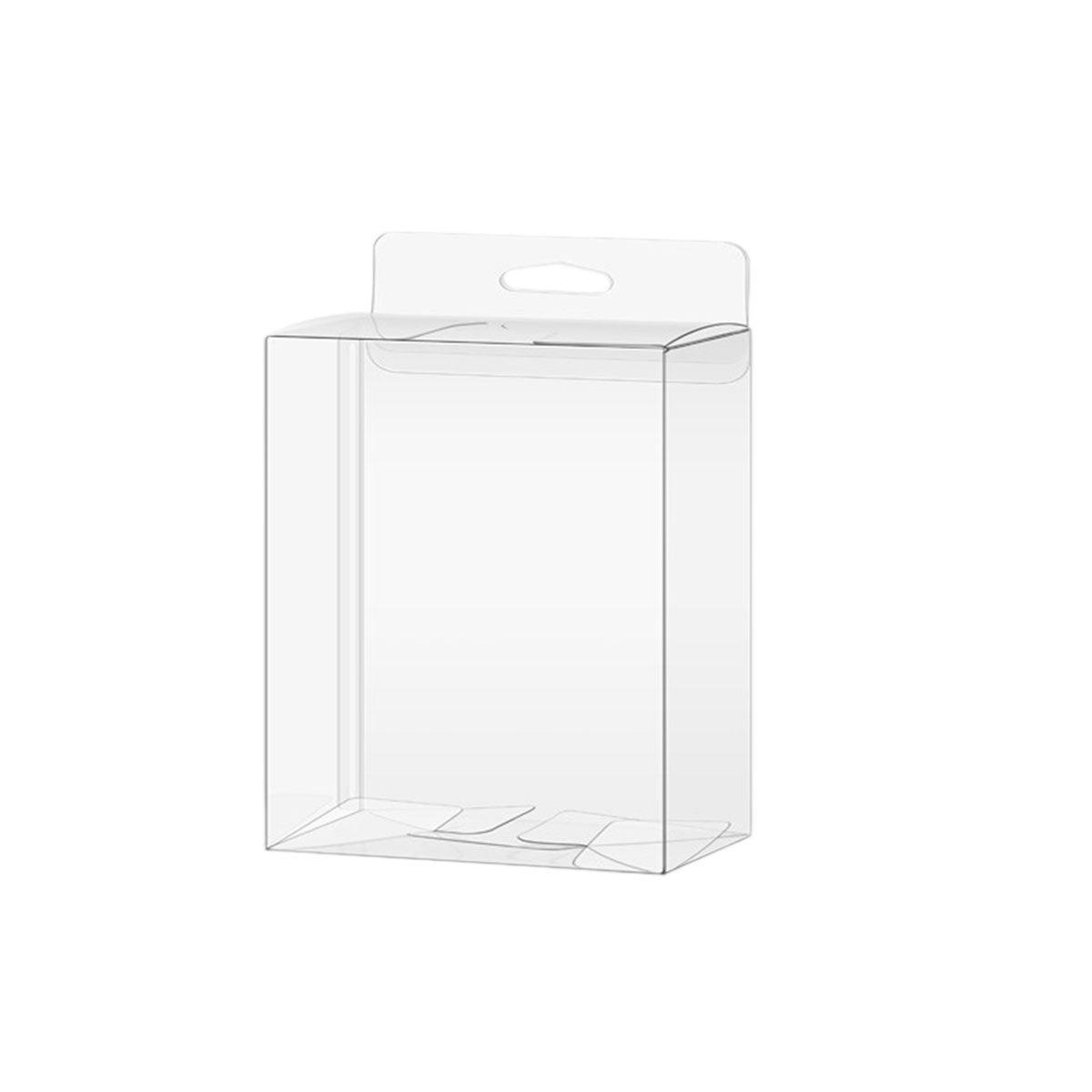50x PVC Gift Boxes with Display Hooks (9x5x12cm) - Clear Packaging Retail/Gift
