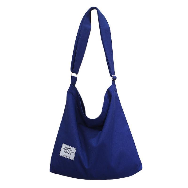 Premium Dark Blue Women's Large Canvas Hobo Tote Handbag