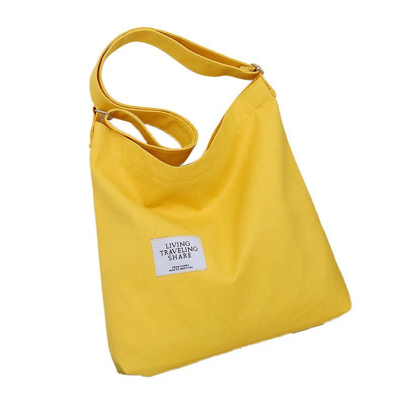 Premium Yellow Women's Large Canvas Hobo Tote Handbag