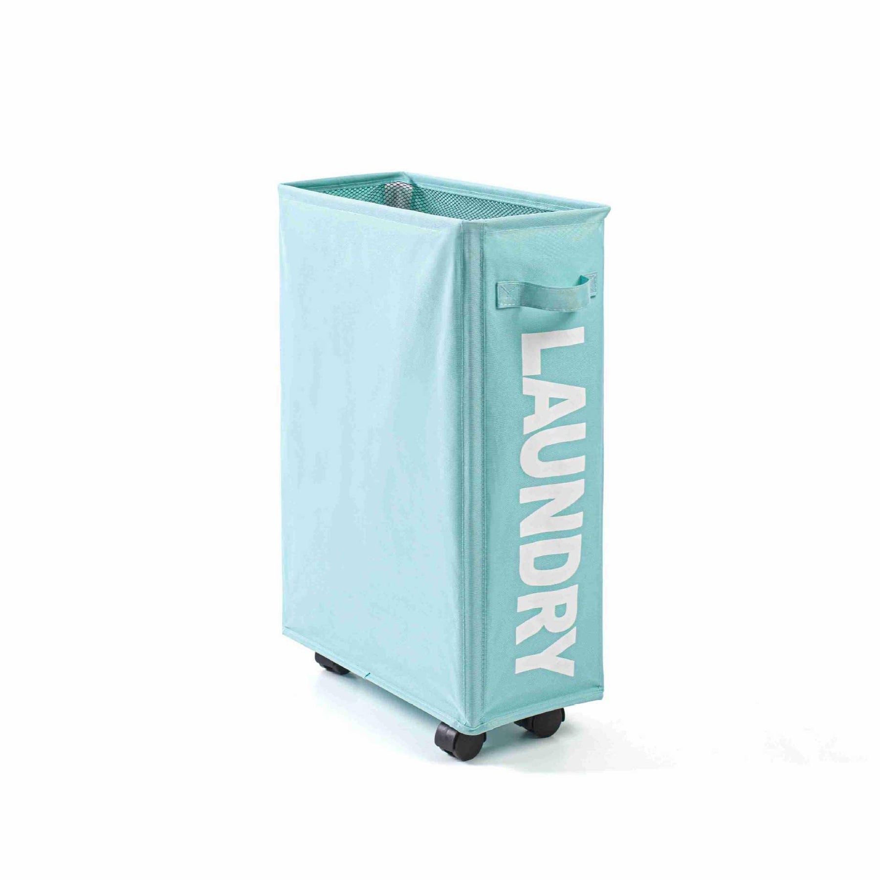 Navy Mesh Laundry Basket with Drawstring Top, 39*18.5*58CM, Foldable, 4 Wheels - SuperSaverAU - view 9
