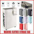 Red Mesh Laundry Basket with Drawstring Top, 39*18.5*58CM, Foldable, Wheels - SuperSaverAU - view 1