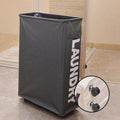 Red Mesh Laundry Basket with Drawstring Top, 39*18.5*58CM, Foldable, Wheels - SuperSaverAU - view 3