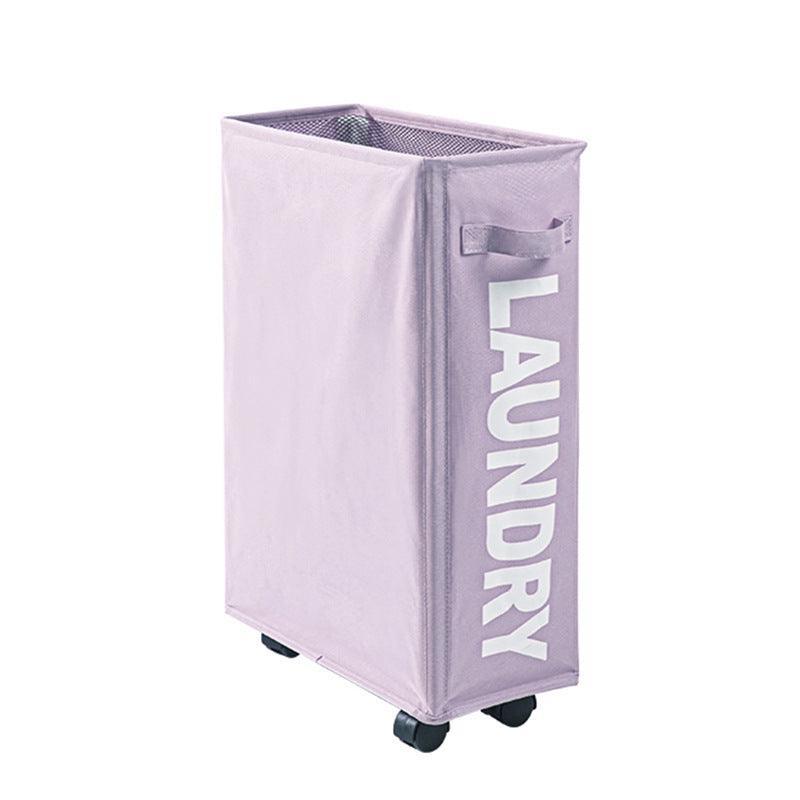 Red Mesh Laundry Basket with Drawstring Top, 39*18.5*58CM, Foldable, Wheels