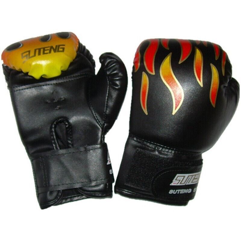 Premium Kids Boxing Sparring Gloves with Ventilated Palm & PU Leather - Black