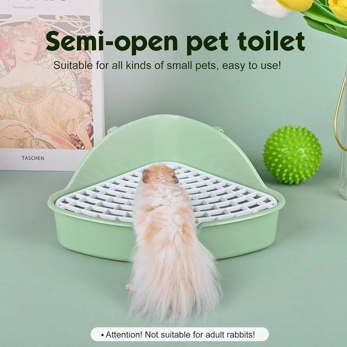 Premium Rabbit Litter Box with Hygienic Grid - Blue