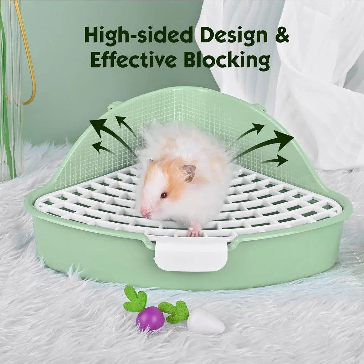 Premium Rabbit Litter Box with Hygienic Grid - Green