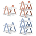 Premium Blue 2 Tier Foldable Shoe Rack Removable Space Saving Storage Shelf