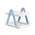 Premium Blue 2 Tier Foldable Shoe Rack Removable Space Saving Storage Shelf