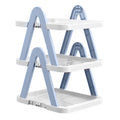 Premium Blue 2 Tier Foldable Shoe Rack Removable Space Saving Storage Shelf
