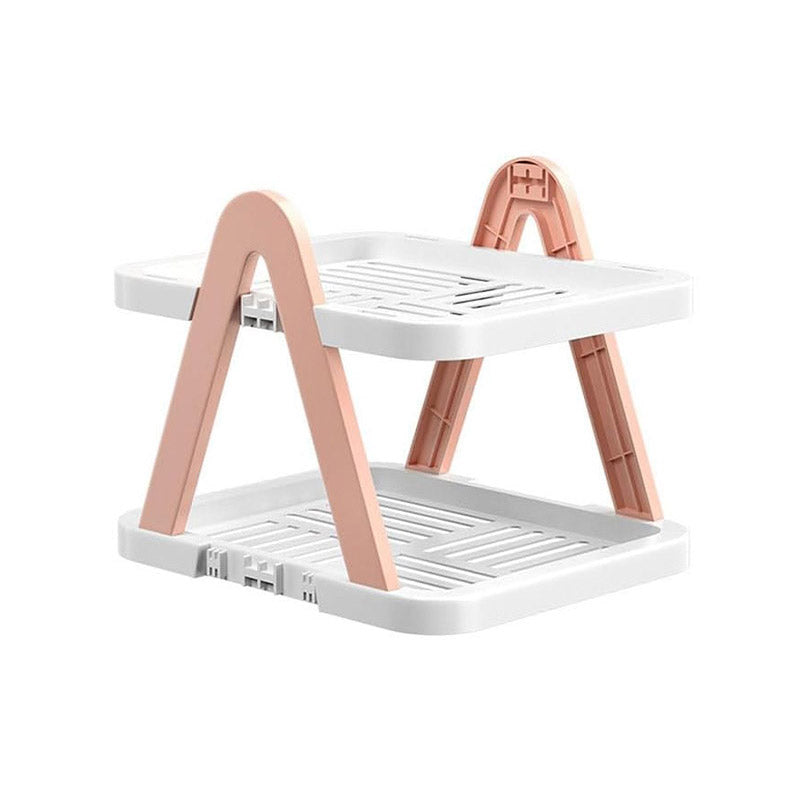Premium Pink 2 Tier Foldable Shoe Rack Removable Space Saving Storage Shelf