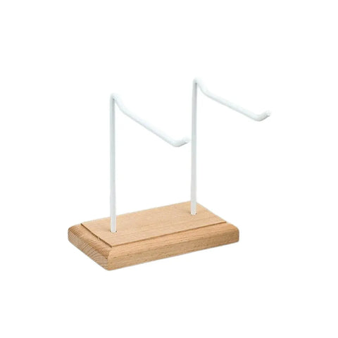 Premium White Iron Jewellery Display Rack with Wooden Base