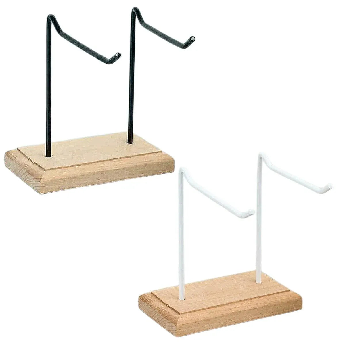 Premium White Iron Jewellery Display Rack with Wooden Base