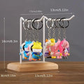 Premium White Iron Jewellery Display Rack with Wooden Base