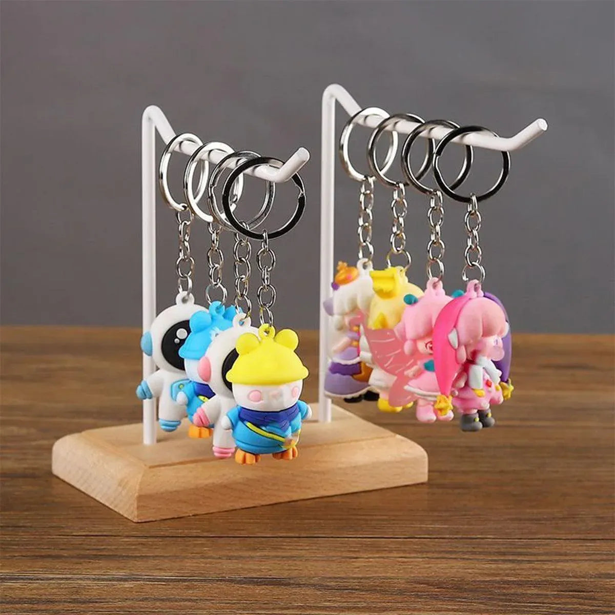 Premium White Iron Jewellery Display Rack with Wooden Base