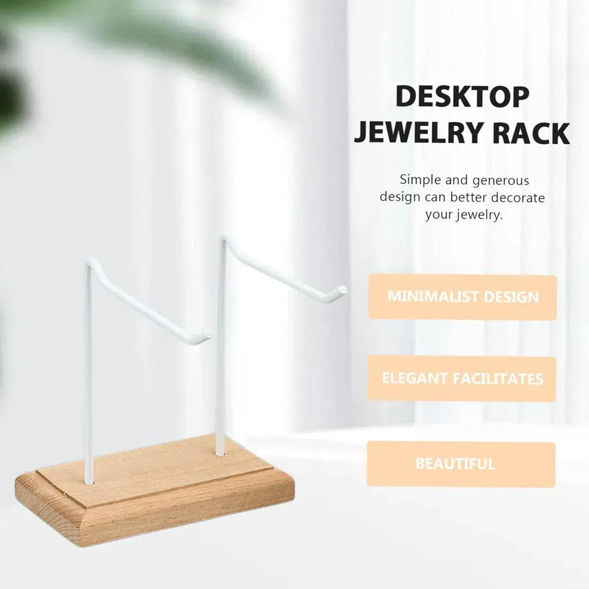 Premium White Iron Jewellery Display Rack with Wooden Base
