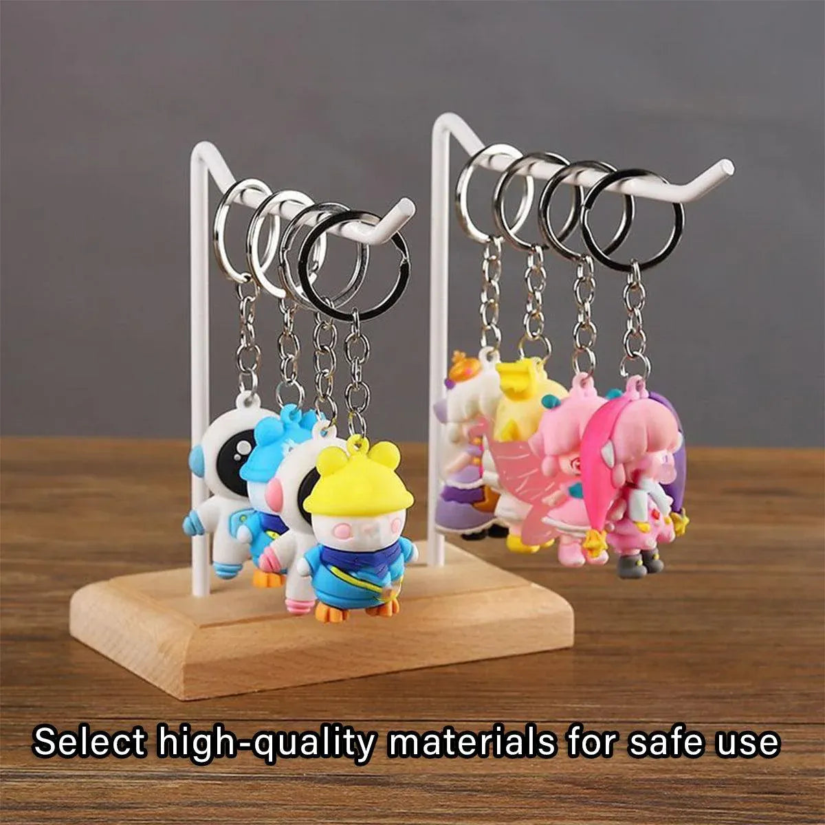 Premium White Iron Jewellery Display Rack with Wooden Base